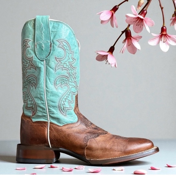 DAN POST DP2863 San Michelle Collection Stockman Boot in Turquoise/Brown Sz 7.5